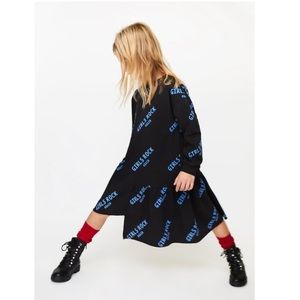 Zara Girls Sz 10 Black Blue Girls Rock Again Sweater Dress